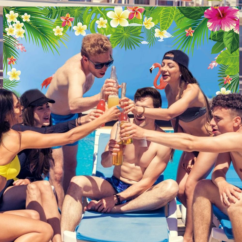 Hawaii Party Flamingo Hintergrundtuch Wanddekoration Tropische Hawaiianische Party Fotokabinenhintergrund Flamingo Banner Foto-Requisiten