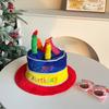 Funny Birthday Cake Hat Contrast Color Fabric Birthday Hat Happy Birthday with Glasses Performance Party Hat