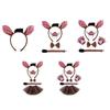 Pig Costume Accessories Set Fuzzy Warthogs Ear Headbands,Bowtie,Snout,Skirt,Glove and Tail Accessories Piglets Costume
