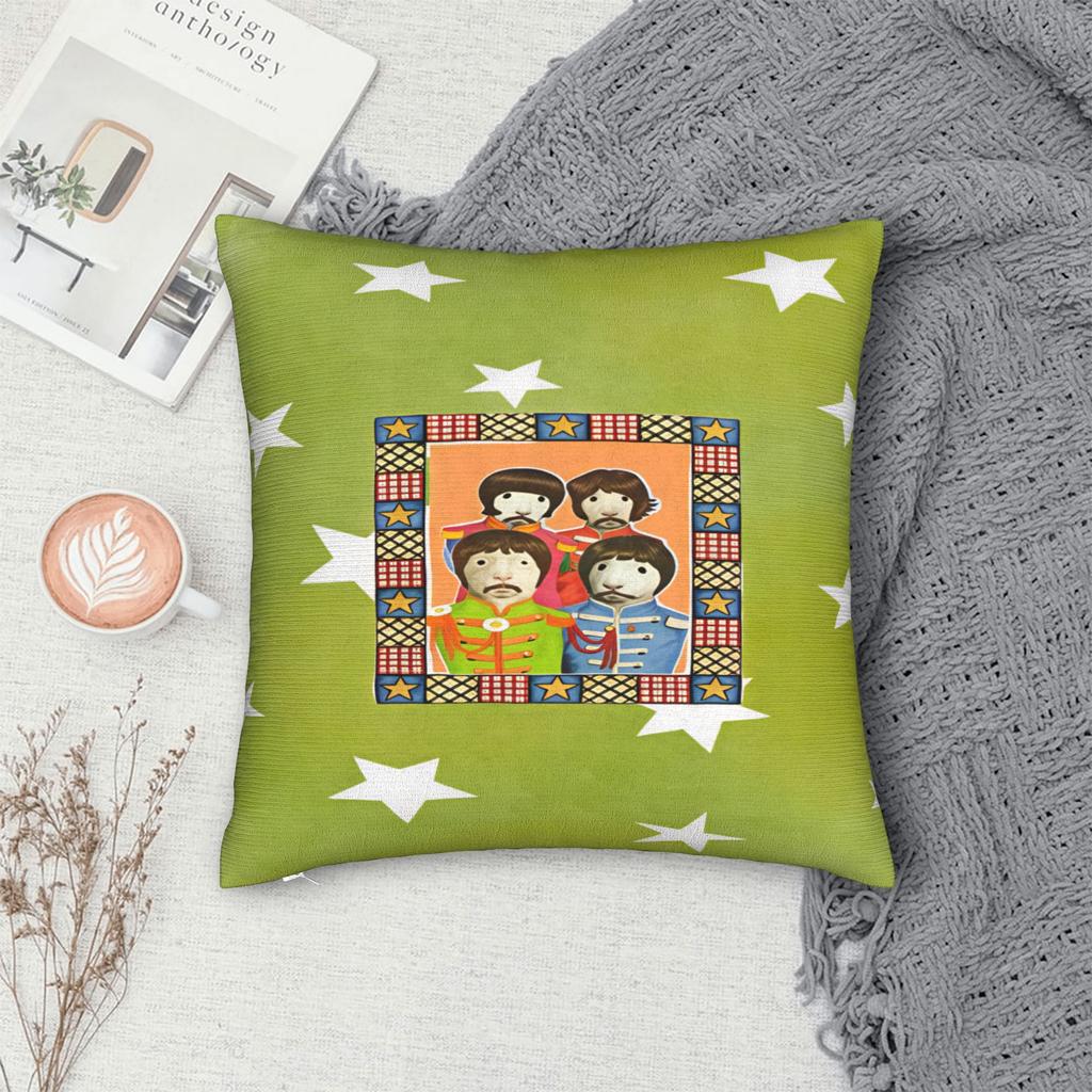 Beatled Music Pillow Cover Comfy Cushion Cover Retro Trendy Pillow Case For Living Room Sofa