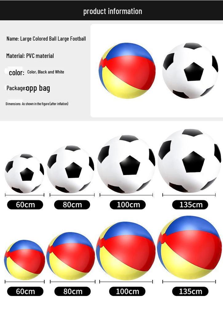 Parent-Child Giant Inflatable PVC Beach Ball - Thick, Colorful Three-Tone Design for Outdoor Fun