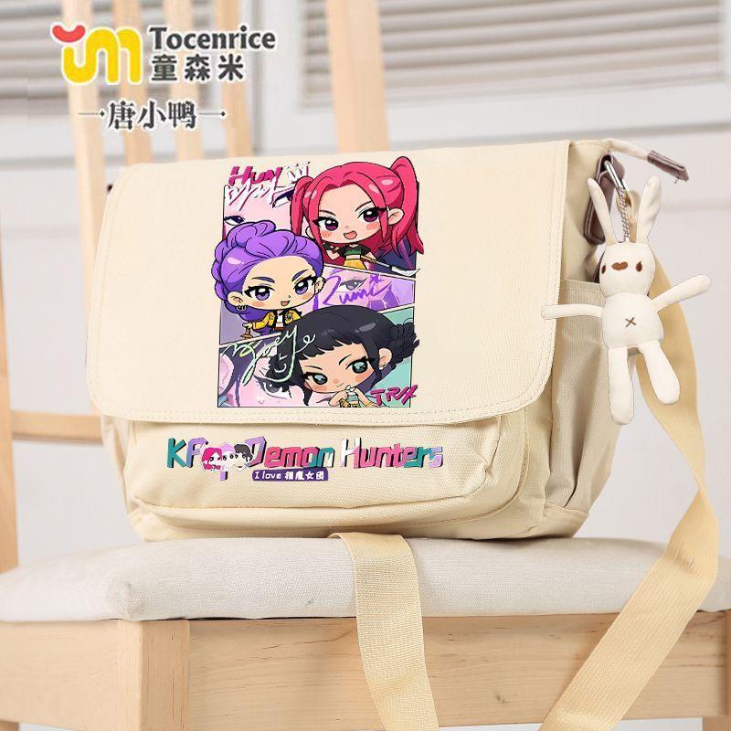

Kpop Демон Хантер Гёрл-группа Руми Зои Имира Корейская волна Периферийная карточная сумка через плечо Сумка кроссбоди Холщовая сумка Сумка-тоут KTY белый