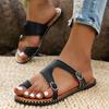 Large Size Set of Toe Flat Bottom Wind Slippers Summer New Hollow Broadband Women's Shoes Tea