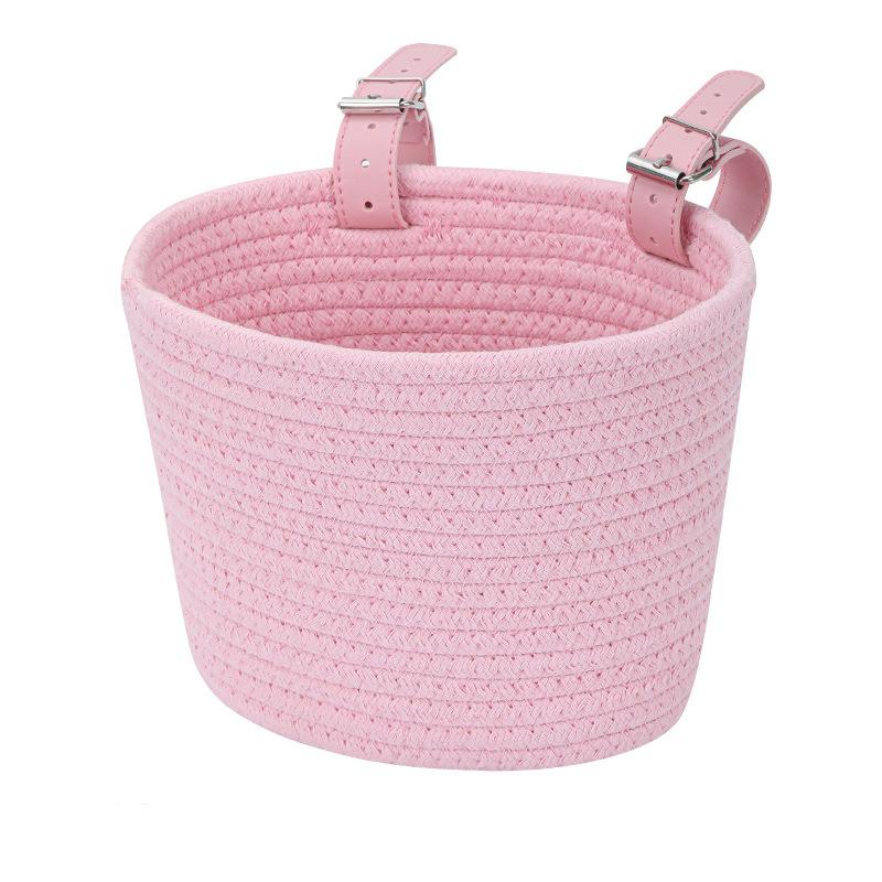

Kids Bike Basket Cotton Rope Woven Front Bicycle Basket for Boys Girls Bike Basket Kids Front Handlebar Basket for Scooter рожевий