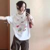 Pure Cotton Gray Short-sleeved T-shirt Women's Summer New Design Sense Niche Half-sleeved Loose Top