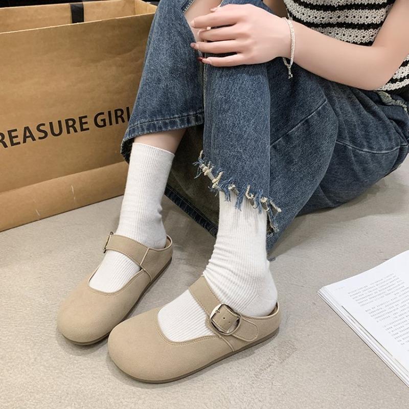Fashion Designer Women's Closed Toe Slippers Suede Leather Clogs Sandals Women Retro Fashion Garden Mule Clog Slides Zapatillas De Mujer