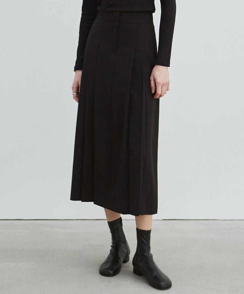 Nigaennikol Long Pleated Skirt_Black