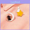 Cute Black And White Rabbit Brooch Featuring Stars And Moon For Stylish Decoration