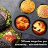Silicone French Bread Pan and Hamburger Bun Pan Set with Spatula Nonstick 9 Cup Baking Tray 6 Cup Hamburger Bun Mold