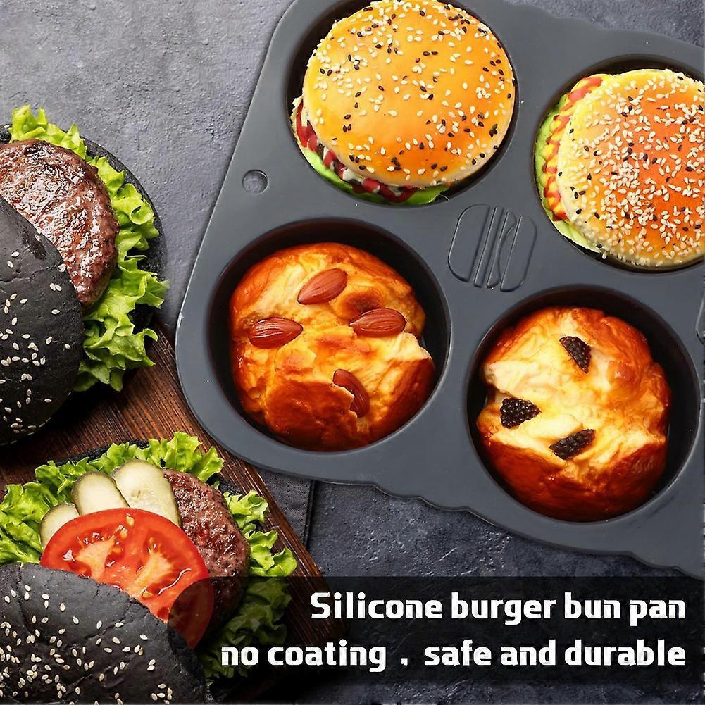 Silicone French Bread Pan and Hamburger Bun Pan Set with Spatula Nonstick 9 Cup Baking Tray 6 Cup Hamburger Bun Mold