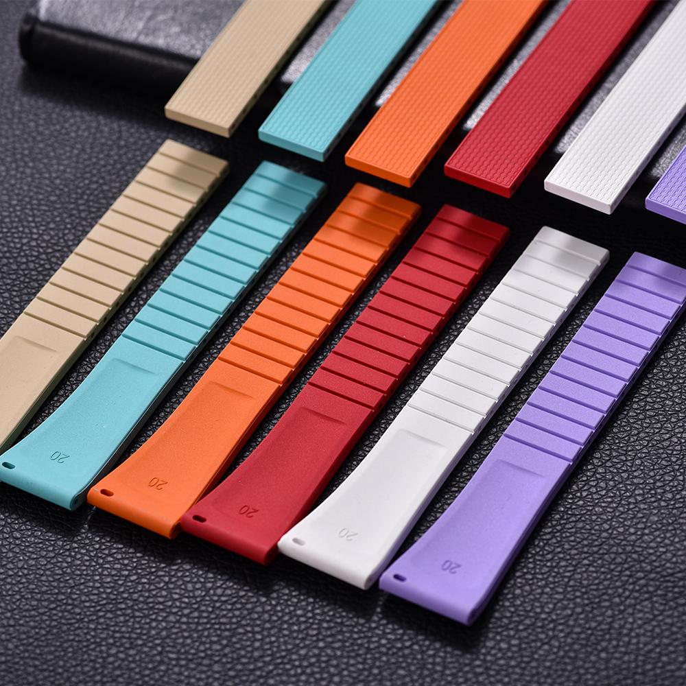 20mm Delugs CTS FKM Gummi Uhrenarmbänder mit 4 Farben Schmetterlingsschließe Einzigartige Textur Schnellverschluss Uhrenarmband für Markenuhr