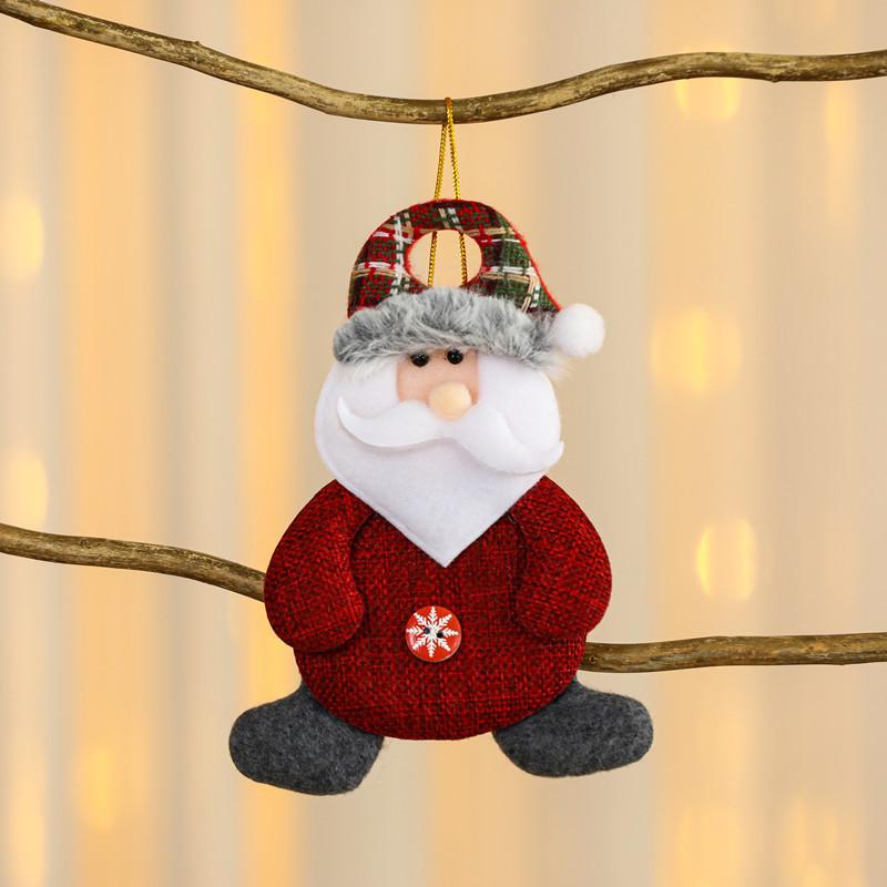 Christmas Themed Decorations Ornaments Fabric Santa Claus Reindeer Figurines Little Bear Snowman Hanging Decorations Pendant