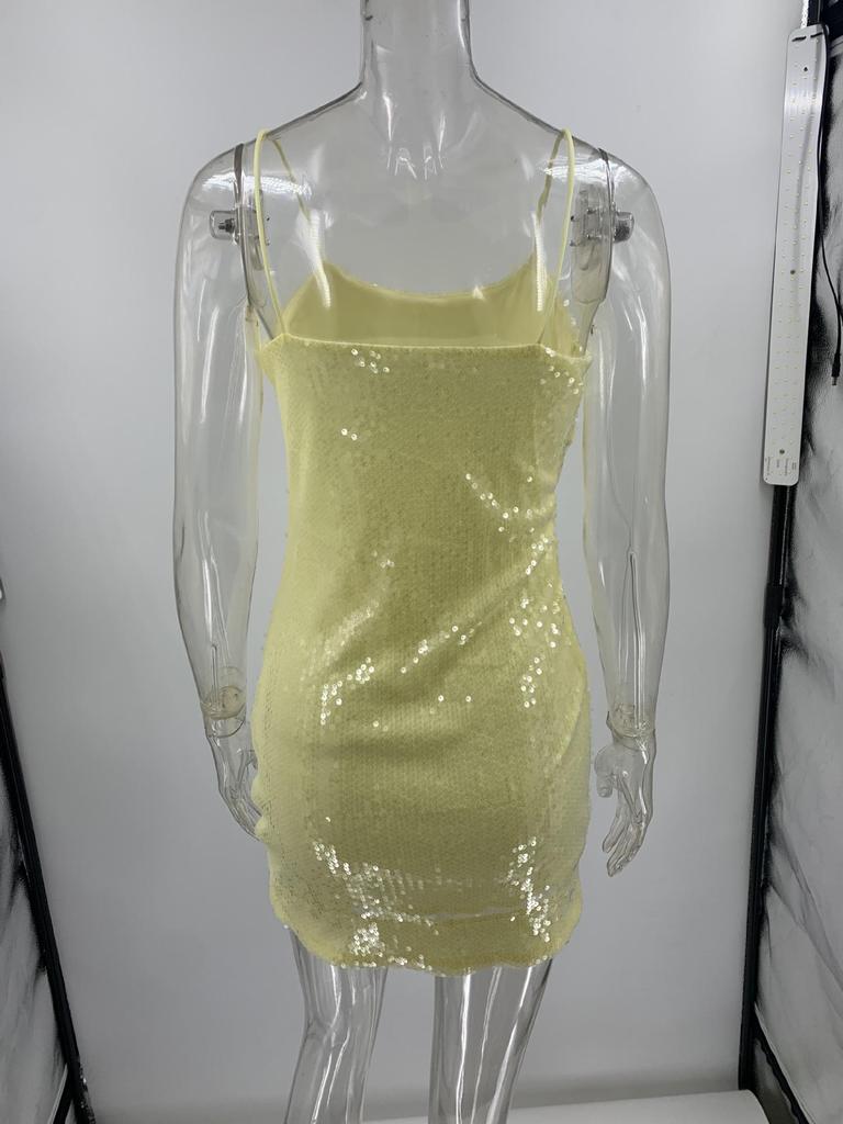 2023 Sexy Slimming Bodycon Sequin Spaghetti Strap Dress for Nightclubs