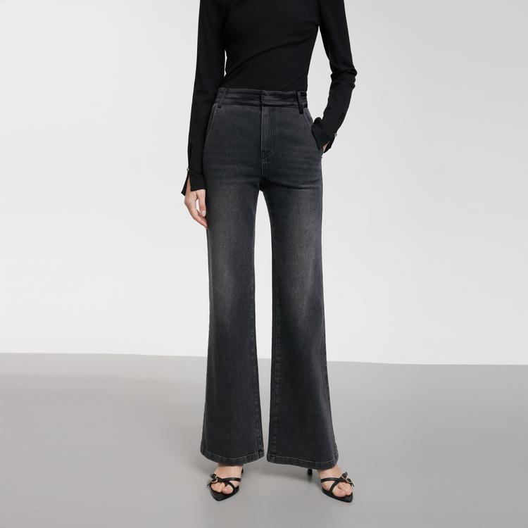 Elle Zipper Flared Natural Waist Jeans Women jeans Black L8CQF066