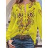 Casual Floral V Neck Long Sleeve Blouse Loose Top Tee Shirt for Women
