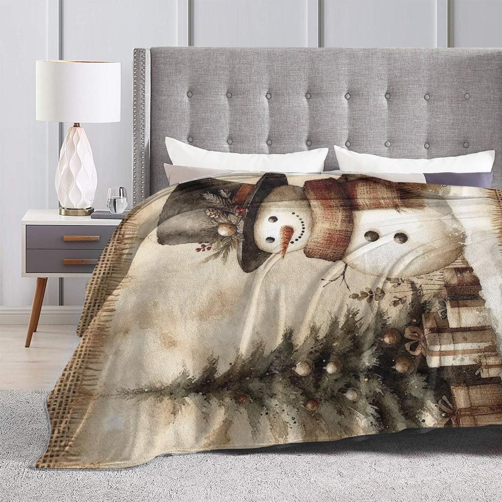 Weihnachts Schneemann Decke Qualität Superweich Überwurfdecke Herbst Kinderzimmer Ästhetische Tagesdecke