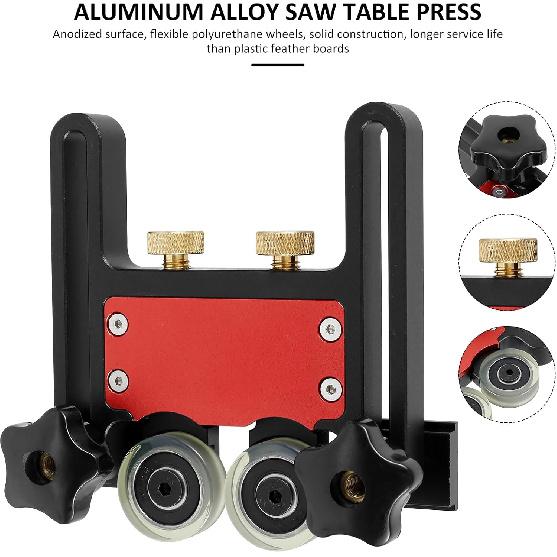 Bearing Stock Roller, Table Saw Feeder, Aluminum Alloy Table Saw Push Block, Sturdy Table Stock Guide Roller, Table Saw Jig Guide Roller Featherboard