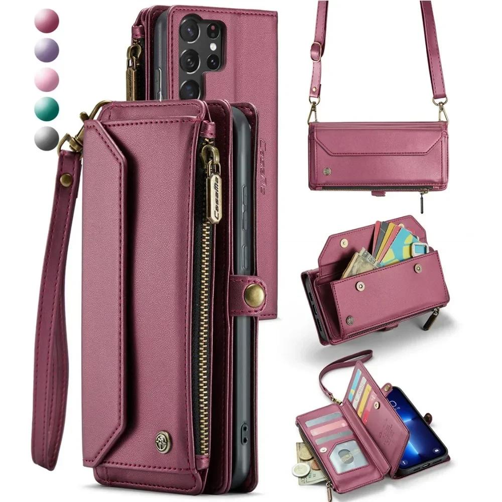 Crossbody Wallet Case for Samsung Galaxy S23 S21 FE S25 S24 S22 Ultra Plus A55 A54 A53 A35 A34 A33 A25 A23 A15 A14 A13 5G A24 4G