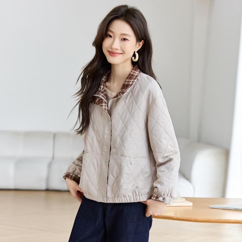 Petite Women's Trendy Plaid Patchwork Slimming Jacket