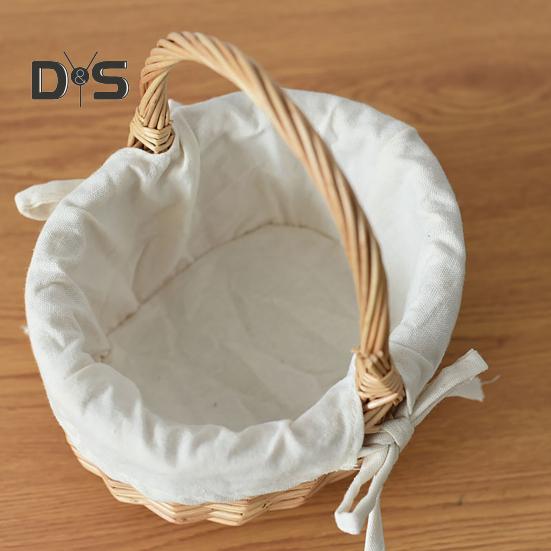 Φυσικό Ψάθινο Καλάθι Λουλουδιών Χειροποίητο Καλάθι Ιτιάς με Χερούλι Συμπαγές Φορητό Πολυλειτουργικό Πασχαλινό Καλάθι Φρούτων Λουλουδιών