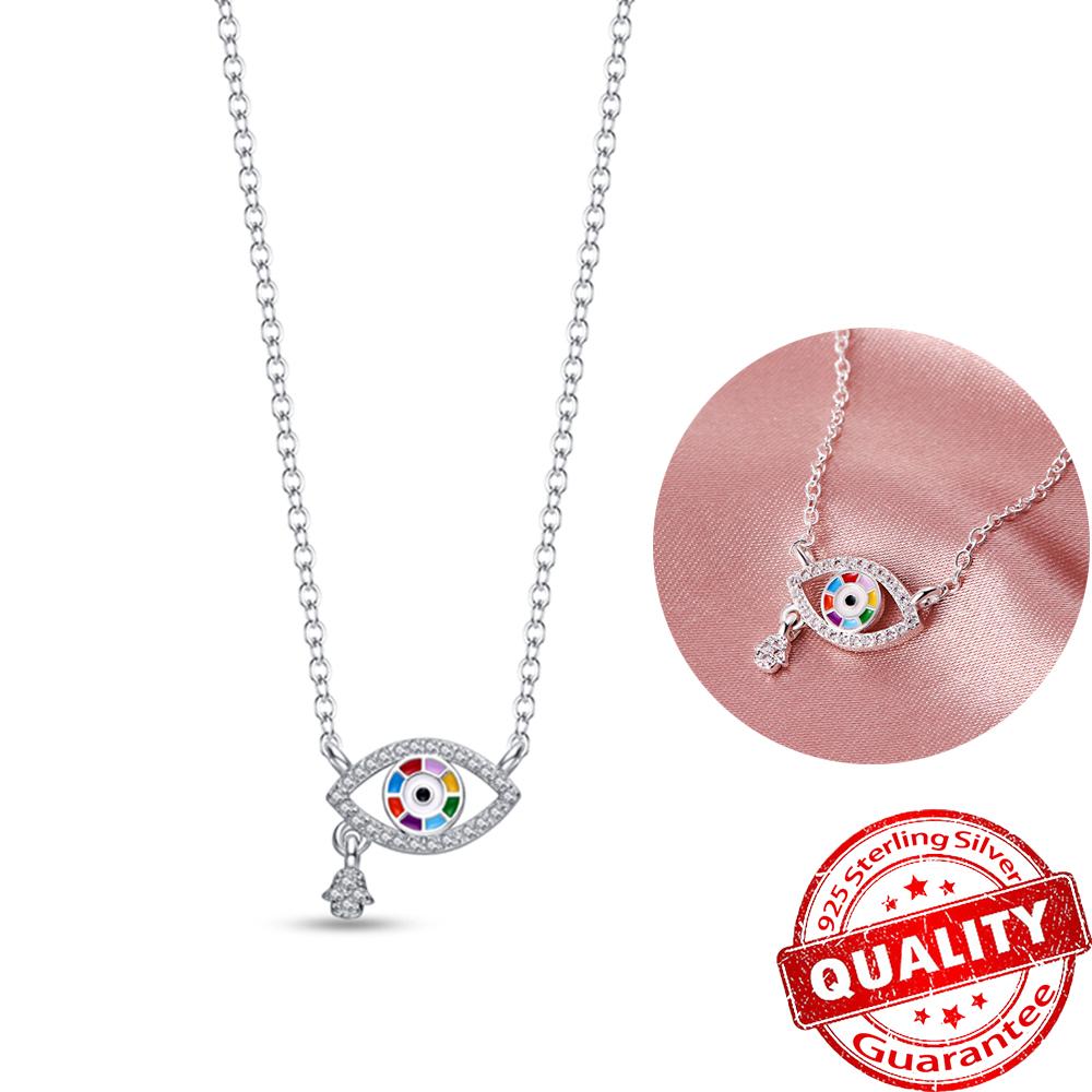 New Sterling copper Moon Protective Hand Pendant Chain Necklace 925 copper Charm Necklace for Women Fine Zircon Gift