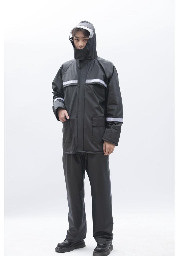 Reflective Raincoat and Pants Set for Electric Motorcycle Riding