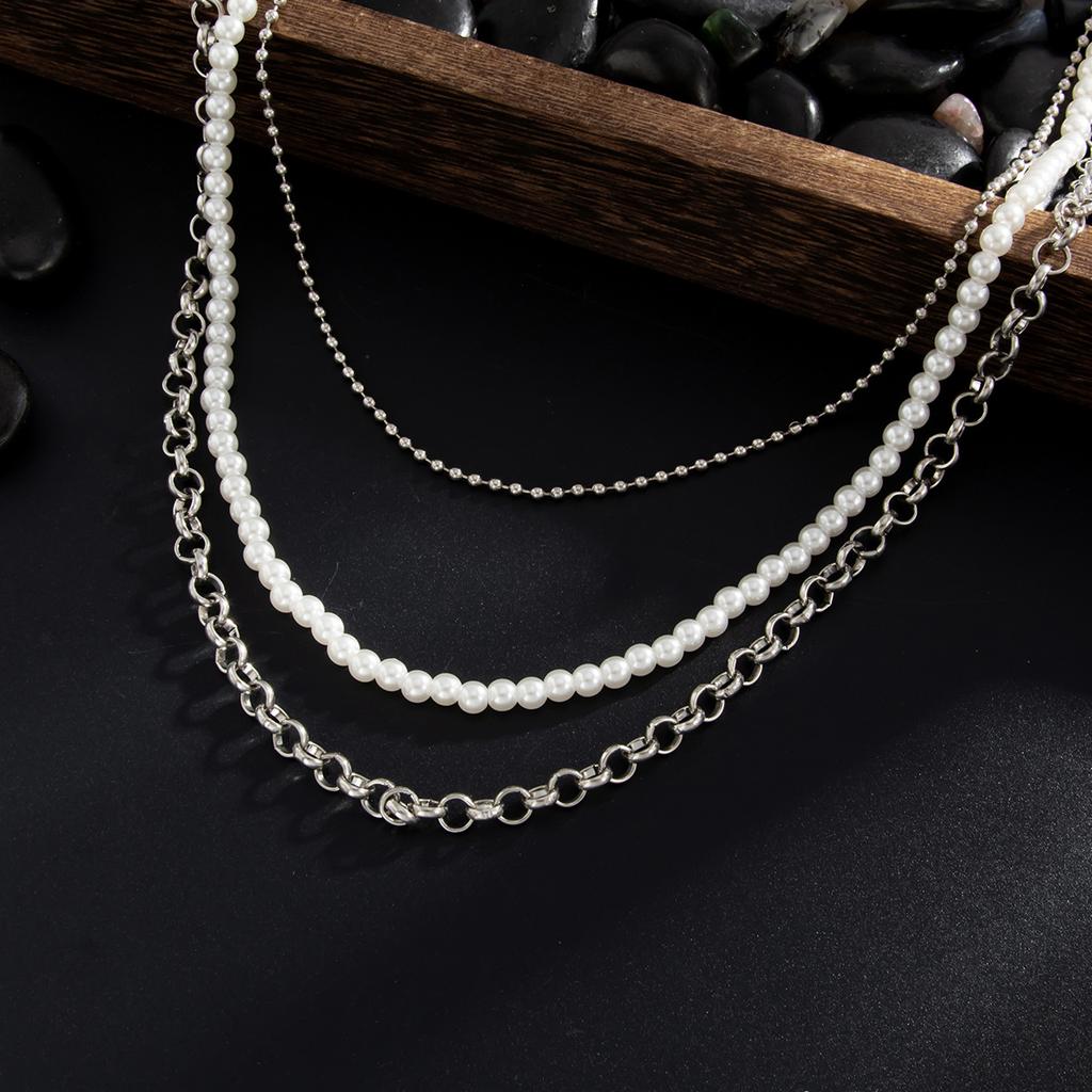 Simple Jewelry Ins Imitation Pearl Beaded Multi-layer Waist, Sweet and Cool Spice Girl Cross Pendant Trouser Chain
