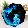0106 Glowing Animals  Pattern, Automatic Folding Umbrella, Portable and Foldable Design, 8 Ribs, a Christmas or Birthday Gift.