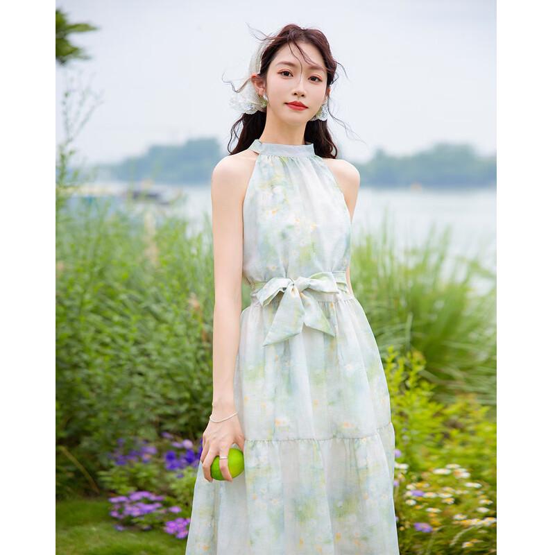 Mocana Women s Off-Shoulder Halter Midi Beach Dress L