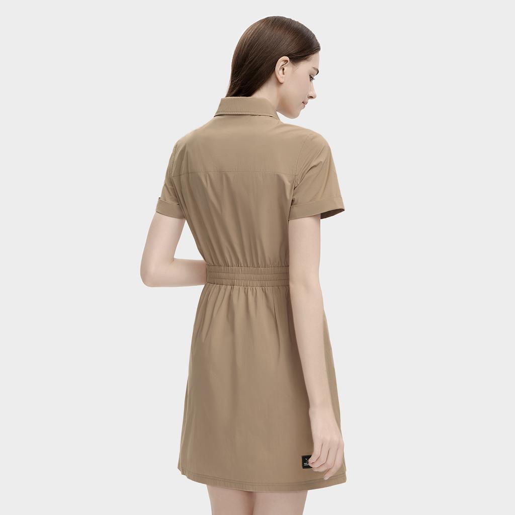 FILA X Magic Stick Collaboration Solid Color Fashion Casual Polo Dress Women dresses Khaki F11W329306FDK