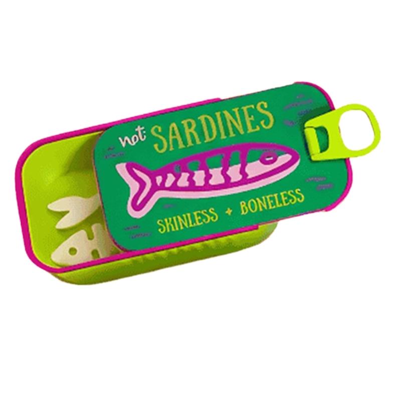 Estuche de Joyería de Viaje Estilo Lata de Sardinas Novedosa con Almacenamiento Compacto para Anillos, Pendientes de Botón, Pulseras y Collares