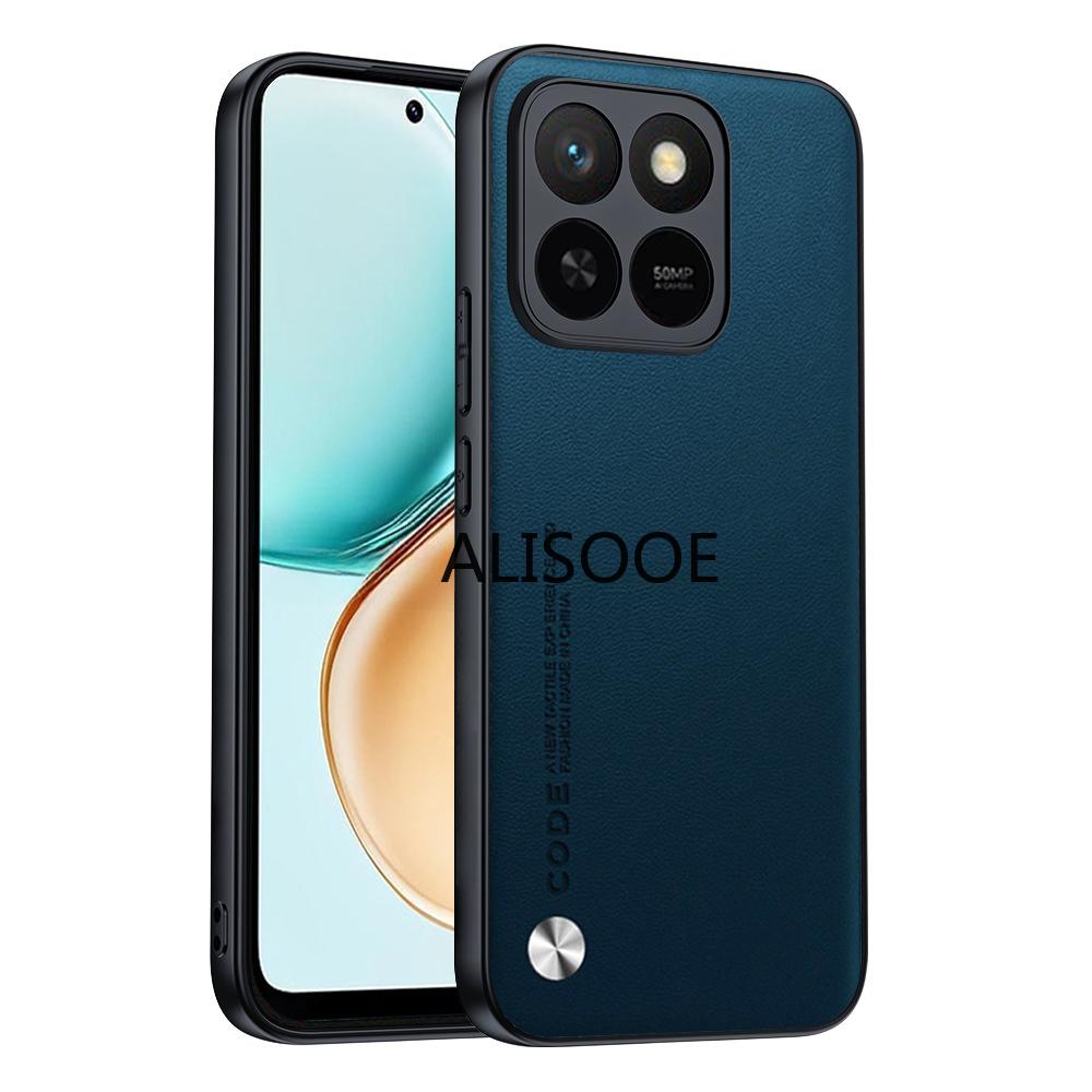 Shockproof Funda for Honor 400 Smart 5G Case for Honor X7D Cover Fiber Texture PU-Leather Protection Phone Capa