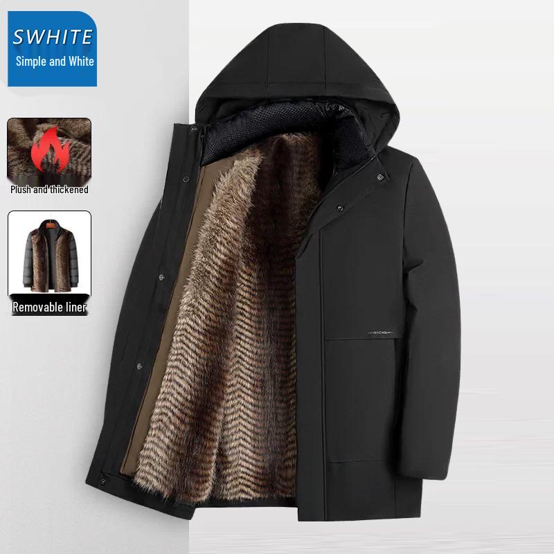Men's Winter Fleece-Lined Hooded Puffer Jacket