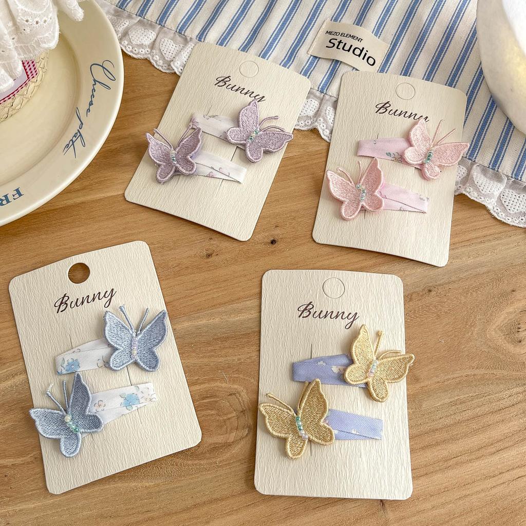 Beaded Butterfly Floral Bb Clip Hairpin  Sweet Advanced Children's Hair Accessories Forehead Side Cartoon Hairpin
