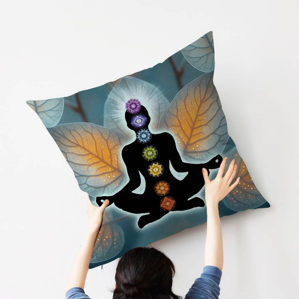 Meditation Seven Chakra Pillow Gift Home Office Decoration Bedroom Sofa Car Cushion Cover Case 45X45