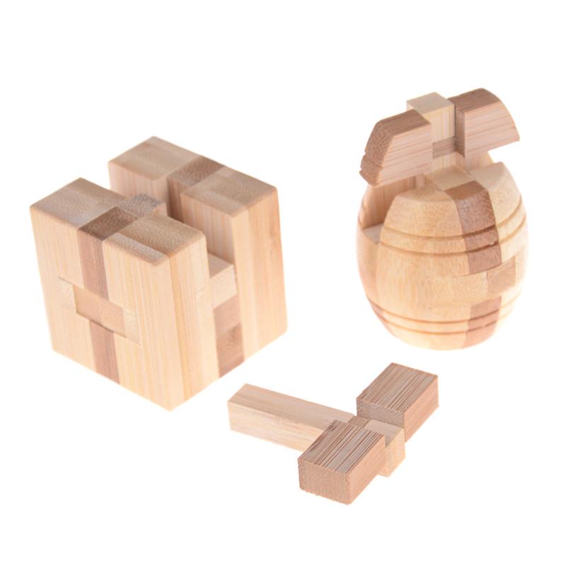 Iq Brain Teaser Kong Ming Lock Wooden Interlocking Burr 3D Puzzles Game Toy Gift