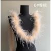 Blue 1PLY Natural Ostrich Feather Boa Fluffy Plume Ribbon Shawl DIY Sewing Trim for Wedding Christmas Party Dress Costume Accessories