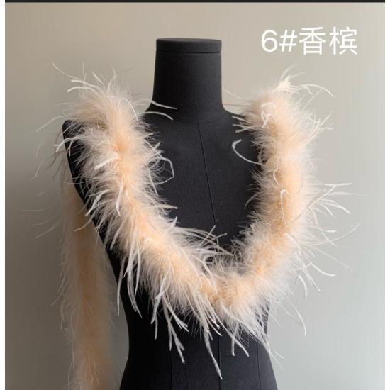Blue 1PLY Natural Ostrich Feather Boa Fluffy Plume Ribbon Shawl DIY Sewing Trim for Wedding Christmas Party Dress Costume Accessories