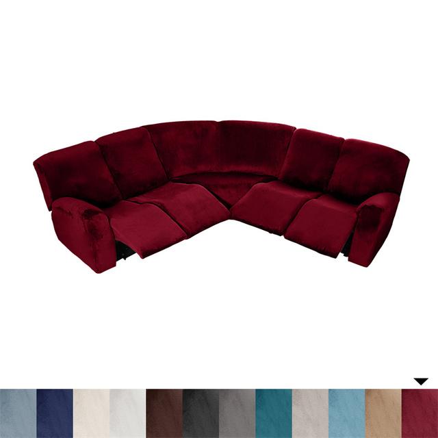 5 Seater Recliner Sofa Covers Stretch L Shape Sectional Sofa Slipcovers For Living Room Thicken Velvet Armchair Couch Covers