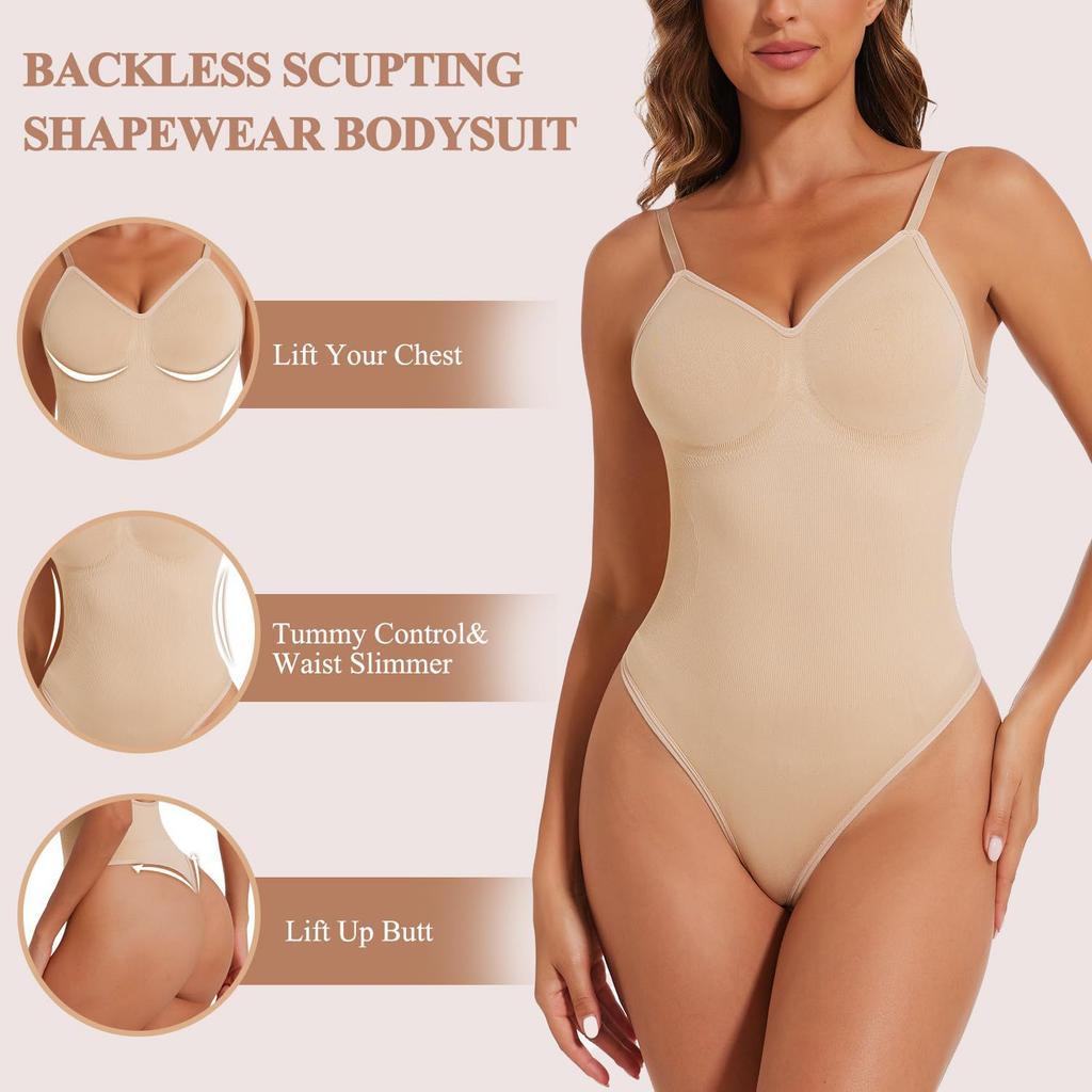 Plus Size Seamless Thong Bodysuit Women's Strapless Tummy Control One-Piece Backless Shaping Garment with Buttock-Lifting Effect