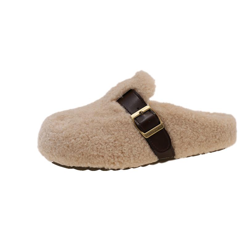 Mao Mao Slippers Women's Outer Wear 2025 Autumn and Winter New Korean Version One-pedal Flat-bottomed Lazy Bag Head Cotton Slippers