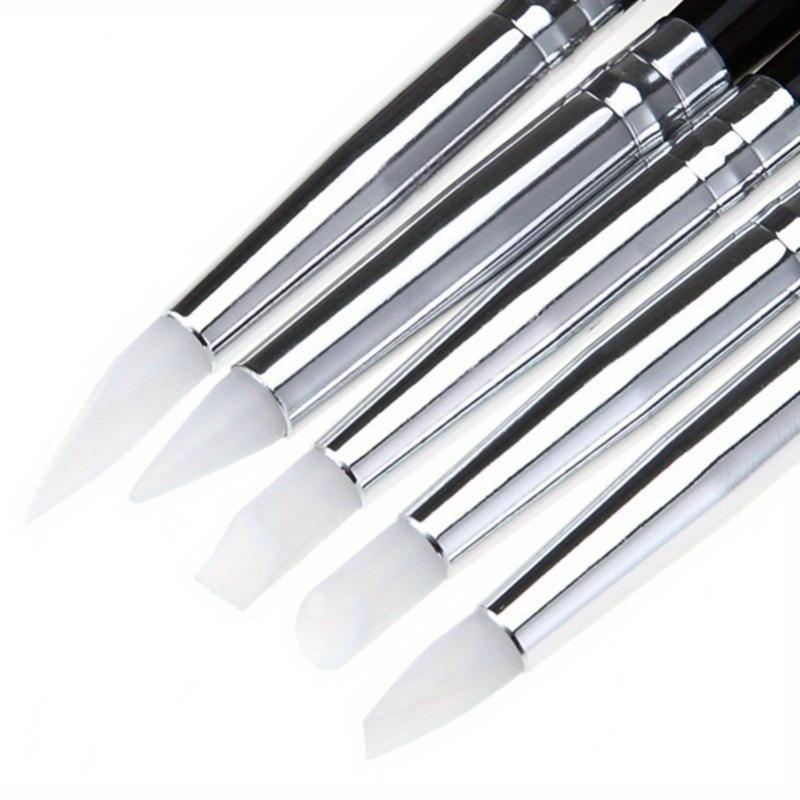 5pcs Manicure Soft Silicone Pen, Small Head Silicone Embossing Pen, Nail Art Brushes Set, for Nail Design And Decoration
