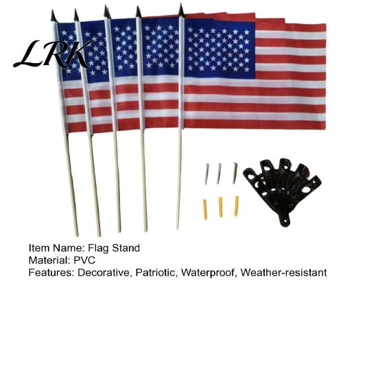 Outdoor Celebration Flags American Flag Stand Set, 5Pcs with Poles And Fan-Shaped Easy Install Kit Bases for Wall Balcony Shop Fronts Decor Patriotic