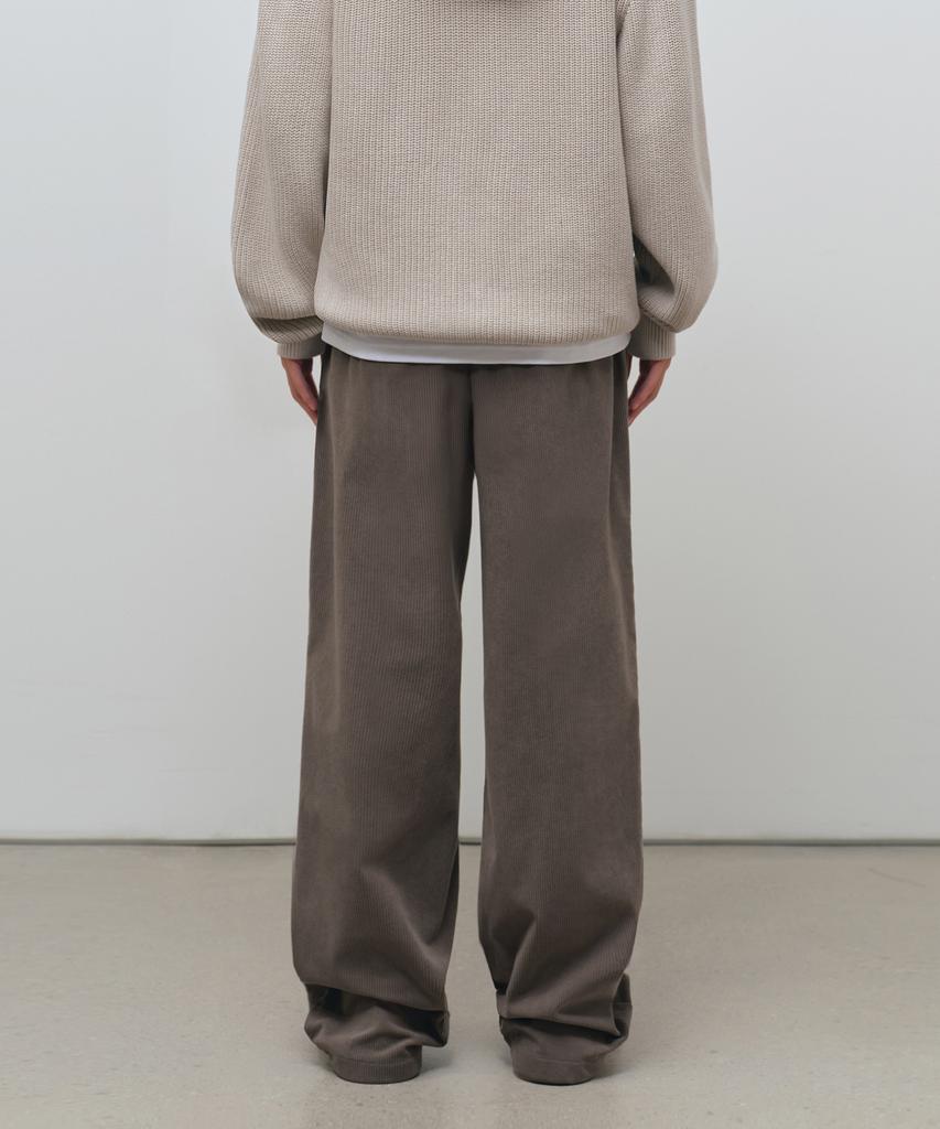 MUSINSA STANDARD 8W Corduroy One-Pleat Wide Elastic Pants [Taupe]