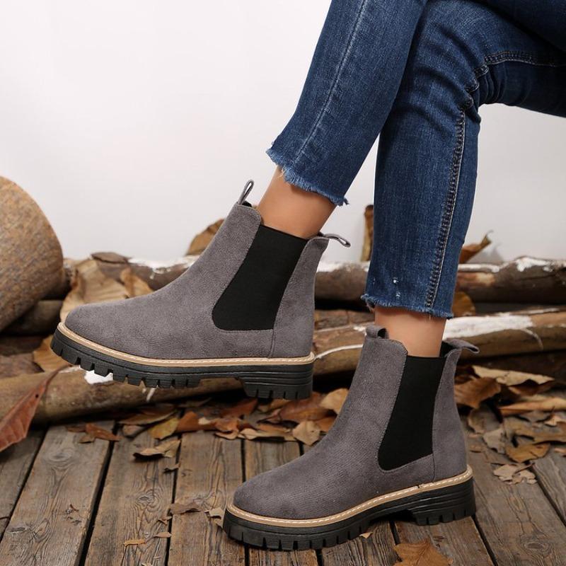 Neue Damen-Herbst-Chelsea-Ankle Boots im britischen Stil aus Wildleder, modische, vielseitige kurze Lederstiefel