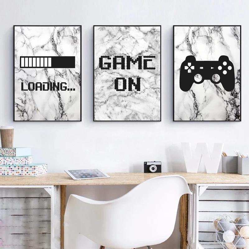 Nordic Poster HD Print Canvas Painting New Design Boys Game Black Illustration Gamer Quotes Wall Art Kids Art Picture Home Decor