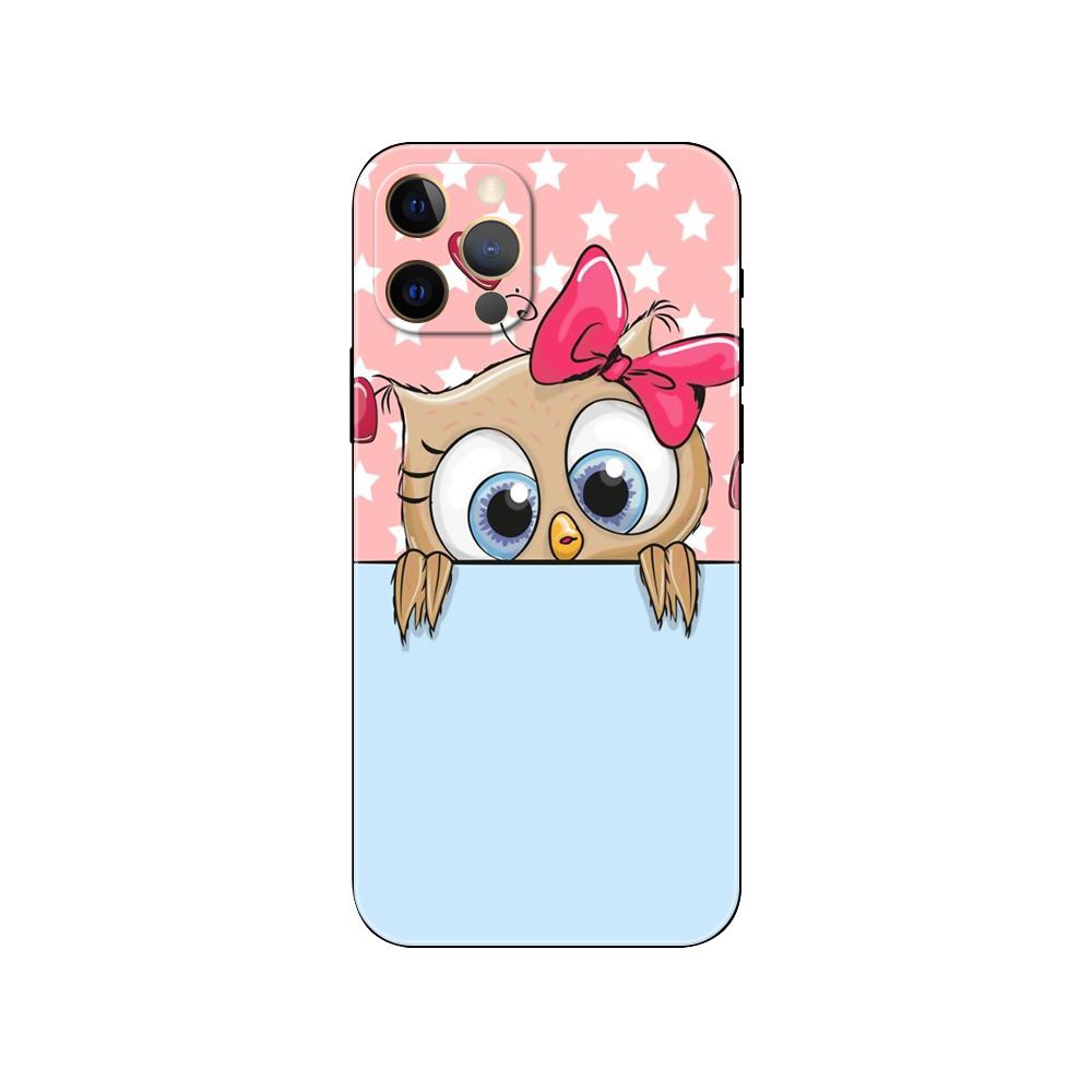 Lovely Animal Owl phone case for iphone 5 5s se 6 6s 7 8 plus x 10 XR XS 11 12 13 mini pro MAX black tpu back cover