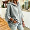 Women's Fashion Color Drawstring Hoodie Loose Fit Casual Sweatshirt