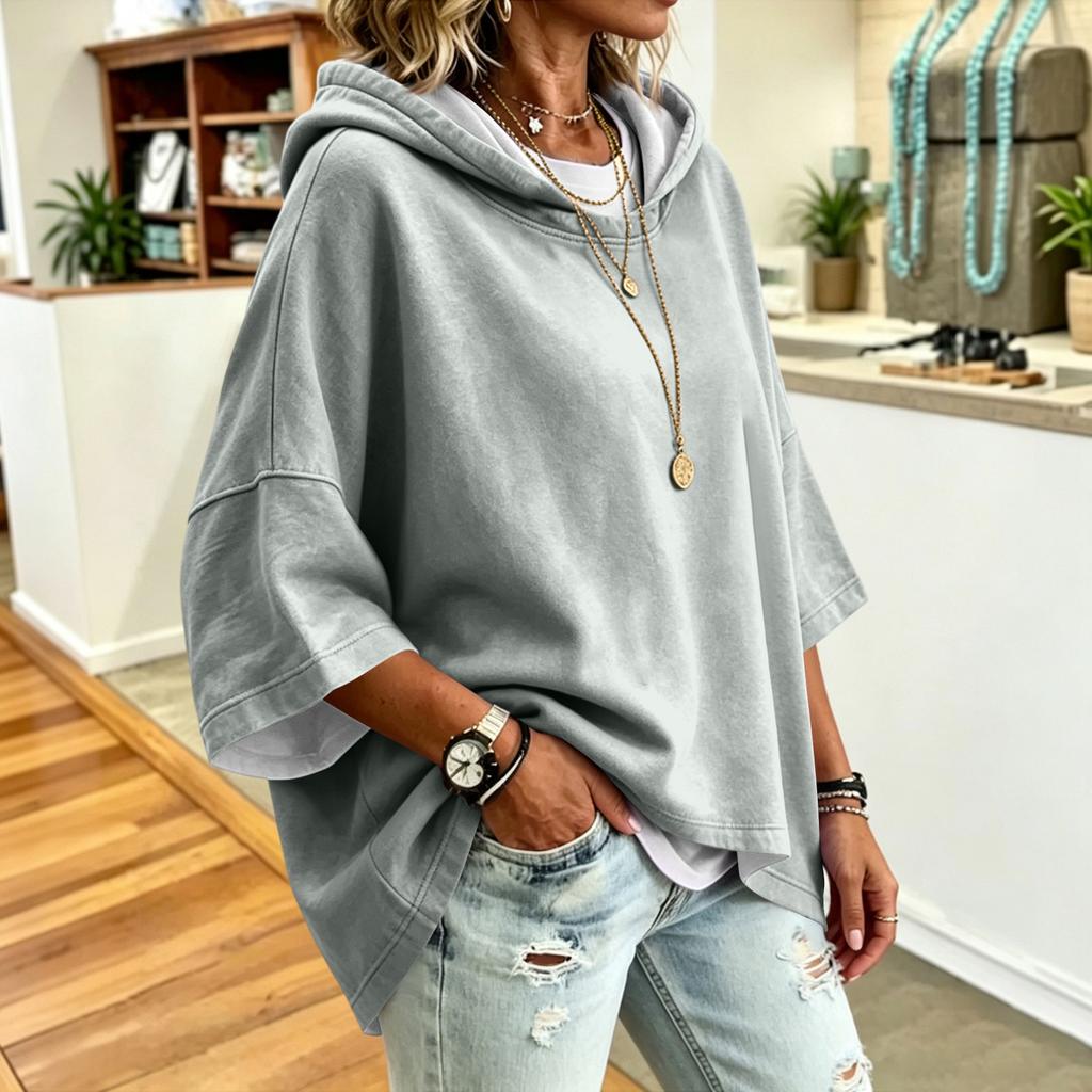 Women's Fashion Color Drawstring Hoodie Loose Fit Casual Sweatshirt