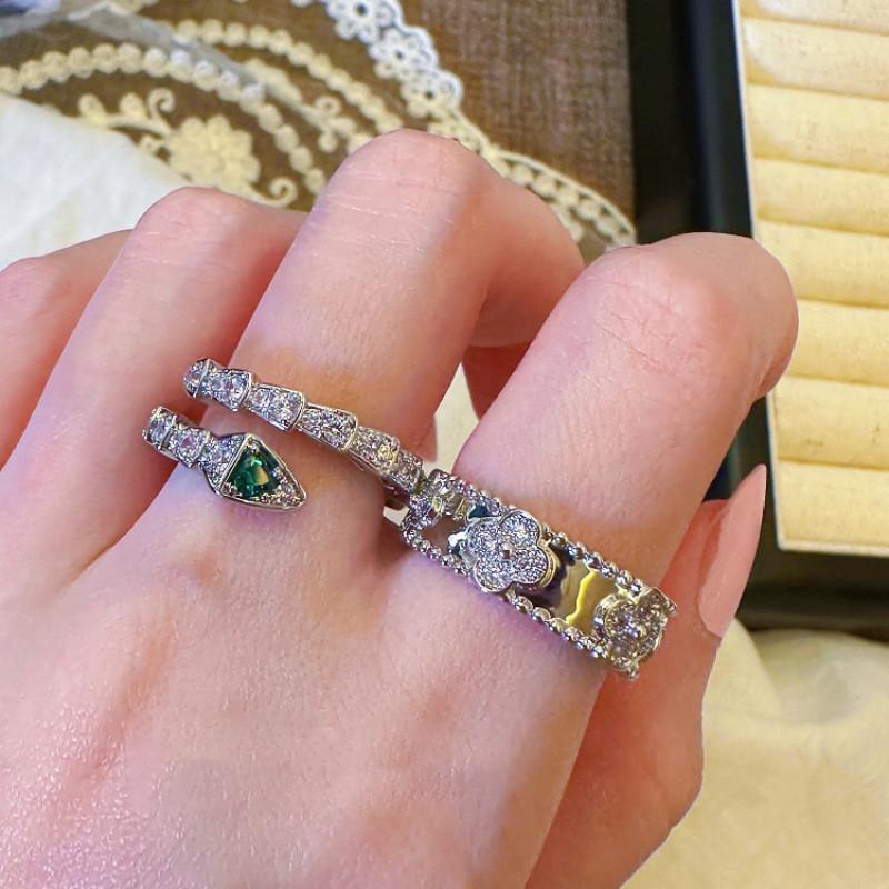 Elegant Green Snake Bamboo Ring For Women Adjustable Accessory Fashion